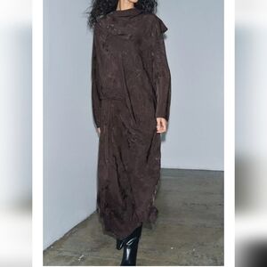 Sold! Zara ZW COLLECTION JACQUARD BANDANA Brown DRESS